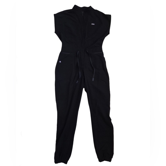 Figs Rafaela Cargo ScrubJumpsuit™ Women's Black Jumpsuit - Picture 3 of 15